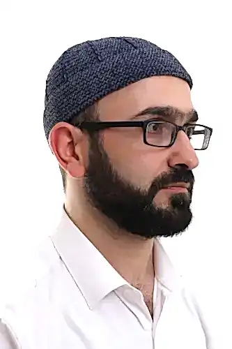 Lacivert Füme Katlamalı Çift Renk Kışlık Kadife Takke 