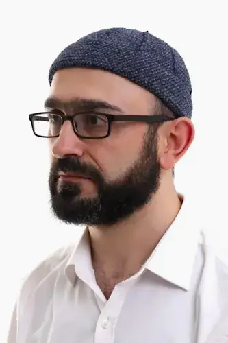 Lacivert Füme Katlamalı Çift Renk Kışlık Kadife Takke - ihvanonline (1)