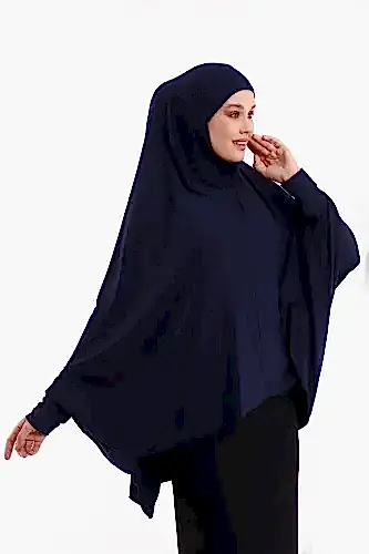 Lacivert Hazır Pratik Sultanbaş Tesettür Kollu Penye Sufle Eşarp Hijab - ihvanonline (1)