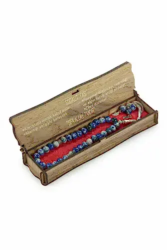 Lacivert Sodalit Taşı Özel Kutulu 33lü Tesbih 