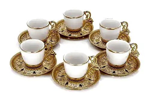 Lal 6 lı Fincan Kahve Seti - Gold - Busem Hediyelik (1)