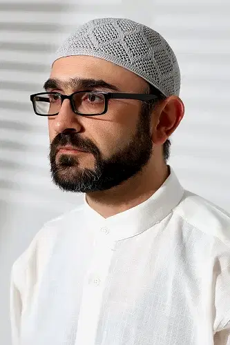 Makine Örgüsü Dantel Detaylı Namaz Takkesi Gri - ihvanonline (1)