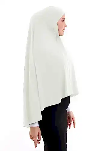 Malezya Model Pratik Çarşaf Üstü Kolsuz Tesettür Sufle Eşarp Krem - ihvanonline (1)