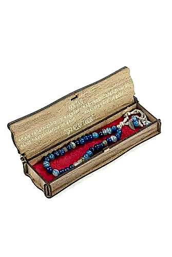 Mavi Akik Taşı Özel Kutulu 33lü Tesbih 