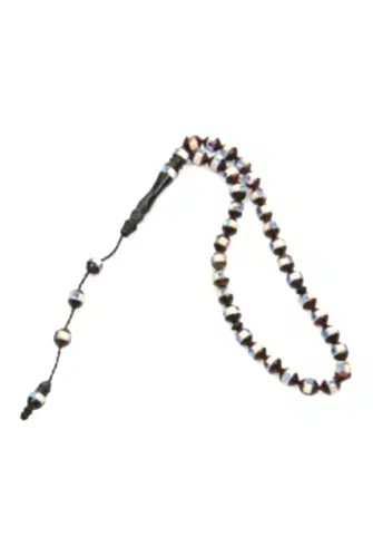 Kahverengi Mavi İşlemeli Hediyelik 33lü Kuka Tesbih - 1