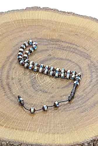 Kahverengi Mavi İşlemeli Hediyelik 33lü Kuka Tesbih - ihvanonline (1)