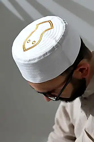 Nalı Şerif Desenli Kalıp Kumaş Takke Beyaz 