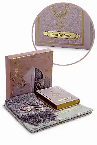 Öğretmenler Gününe Özel Kuranı Kerim Şal ve Seccade Seti Pembe 