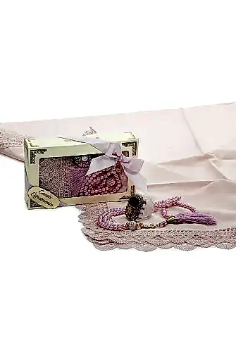 Öğretmenler Gününe Özel Kutulu Hediyelik Şal Zikirmatik Tesbih Seti Pembe - ihvanonline (1)