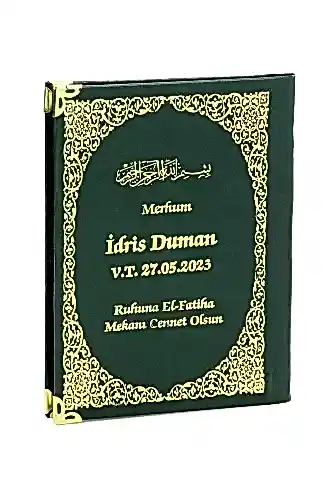 50 Adet İsim Baskılı Ayet-el Kürsi Desenli Yaldızlı Deri Ciltli Çanta Boy Yasin Kitabı Mevlüt Hediyesi 128 Sayfa Yeşil - ihvanonline (1)