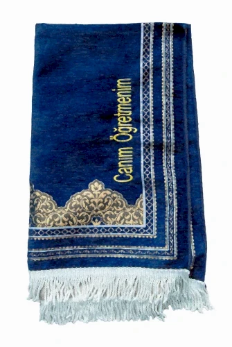 Özel Gün Hediyesi Nakış İşlemeli İsimli Şönil Seccade Lacivert - ihvanonline (1)