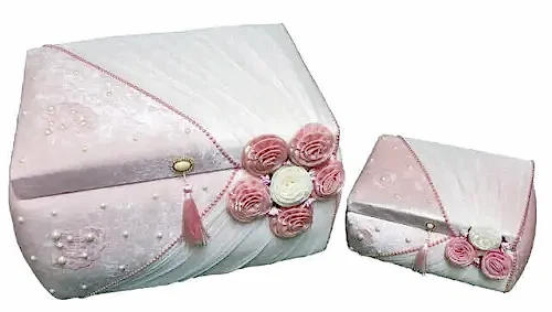 Özel Tasarım 2'li Kadife Çeyiz Sandık Seti - 06 