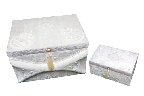 Özel Tasarım 2'li Kadife Çeyiz Sandık Seti - 09 