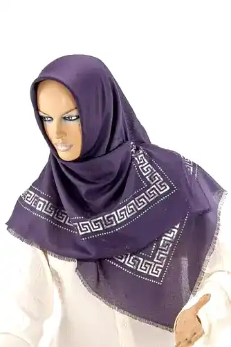 Pano Desenli Varaklı Mor Örtü 