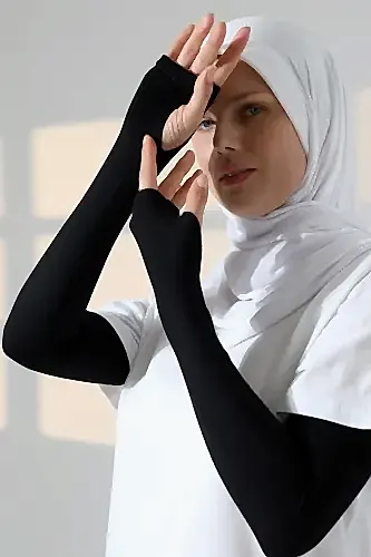 Parmak Geçmeli Kadın Penye Tesettür Kolluk - Siyah - ihvanonline (1)