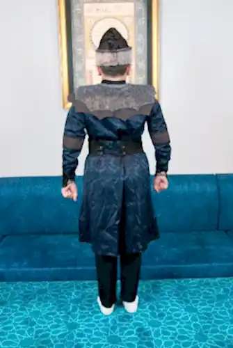 Peluş Kürk Detaylı Ertuğrul Erkek Çocuk Kostümü, Alp Kıyafeti Lacivert - 6