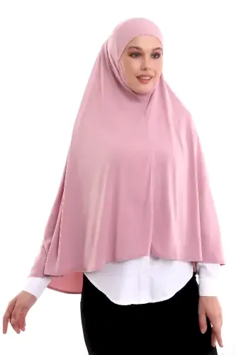 Pembe Malezya Model Pratik Çarşaf Üstü Kolsuz Tesettür Sufle Eşarp - 1