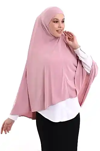 Pembe Malezya Model Pratik Çarşaf Üstü Kolsuz Tesettür Sufle Eşarp - ihvanonline (1)