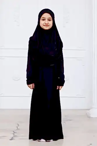 Pratik Başörtülü Çocuk Namaz Elbisesi, Tek Parça Çocuk Namaz Kıyafeti Siyah - ihvanonline (1)