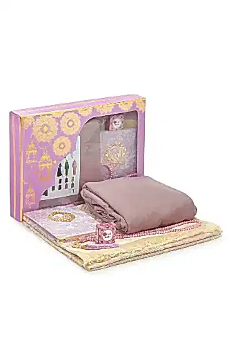 Pratik Başörtülü Tek Parça Namaz Elbisesi ve Seccade Seti Gül Kurusu - ihvanonline (1)