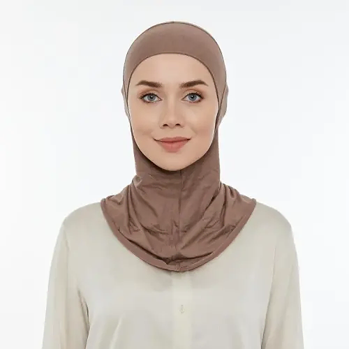 Pratik Boyunluklu Tesettür Hijab Bone Açık Kahverengi 