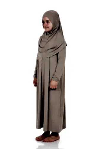 Pratik Çocuk Namaz Elbisesi 8-12 Yaş Ekru - ihvanonline (1)