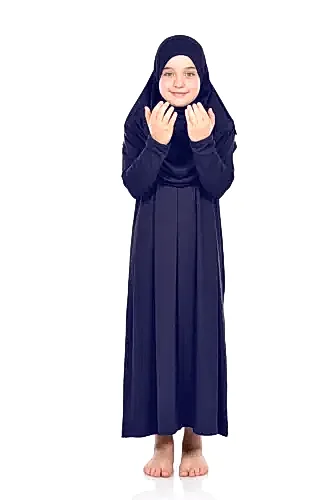 Pratik Çocuk Namaz Elbisesi 8-12 Yaş Lacivert 