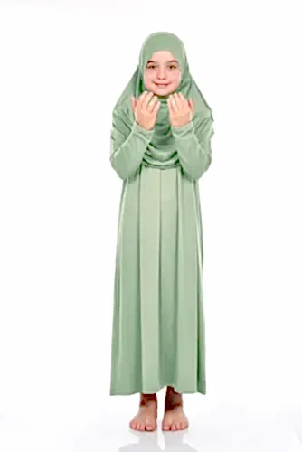 Pratik Çocuk Namaz Elbisesi 8-12 Yaş Mint Yeşili 