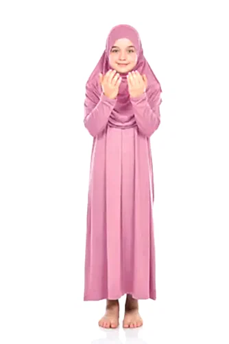 Pratik Çocuk Namaz Elbisesi 8-12 Yaş Pembe 