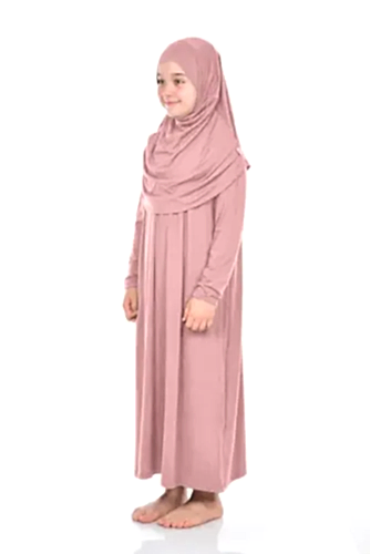 Pratik Çocuk Namaz Elbisesi 8-12 Yaş Pudra Pembe - 2