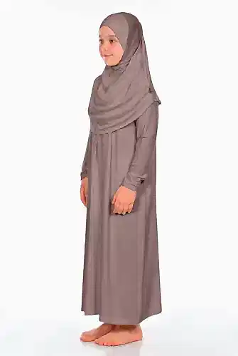 Pratik Çocuk Namaz Elbisesi 8-12 Yaş Vizon 