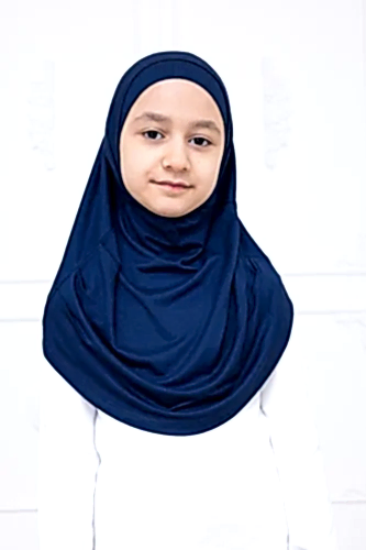 Pratik Hazır Geçmeli Çocuk Şal, Rahat Lastikli Hijab Başörtü Lacivert - ihvanonline (1)