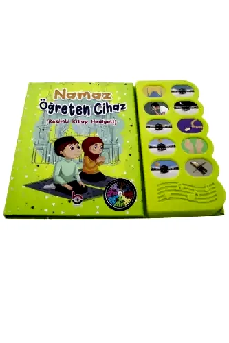 Pusulalı Kıbleyi Gösteren Sesli Namaz Öğreten Cihaz Resimli Kitap Seti Yeşil 