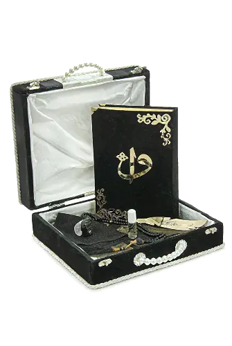 Sandıklı Damat Bohçasına Uygun Kuranı Kerim Seti Çeyizlik Seccade Seti Siyah - ihvanonline (1)