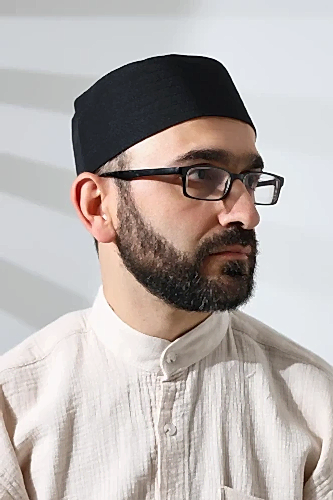 Siyah Fileli Kumaş Kalıp Namaz Takkesi - ihvanonline (1)