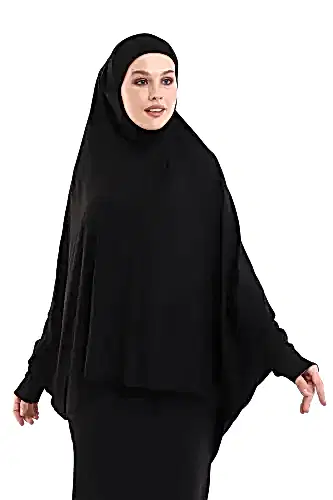 Siyah Hazır Pratik Sultanbaş Tesettür Kollu Penye Sufle Eşarp Hijab 