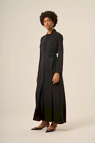 Si̇yah İki̇ Parça Kare Taşlı Seyyar Kemerli̇ Abaya - 6508-25 Siyah - ihvanonline (1)