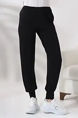 Siyah Kadın Beli Lastikli Rahat Kesim Penye Tesettür Şalvar Pantolon – Umre ve Ferace Altı Günlük Kullanım - ihvanonline (1)