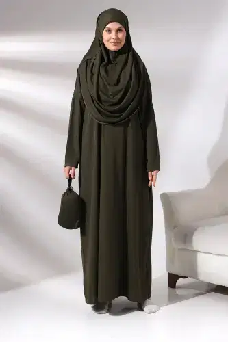 Tek Parça Namaz Elbisesi - Haki - 5015 