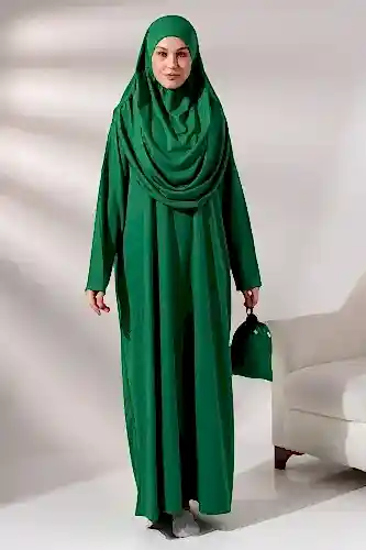 Tek Parça Namaz Elbisesi - Zümrüt Yeşili - 5015 
