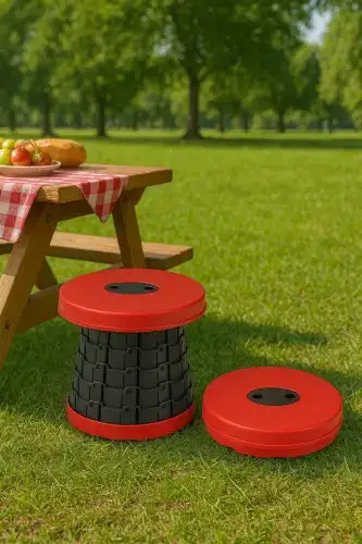 Teleskopik Katlanabilir Kolay Taşınabilir Akordiyon Tabure Banyo Kamp Taburesi - 1