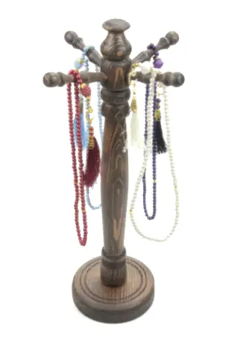 Koyu Kahverengi Ahşap Tesbihlik Tesbih Standı - İhvan (1)