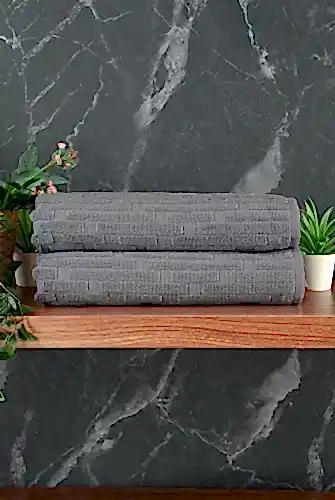 Tuğla Desenli 2li Ayak Havlusu - 50x70 cm - Su Emici Banyo Paspası Seti - Koyu Gri - 00104 - ihvanonline (1)