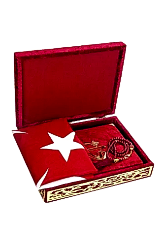 Tükiye Bayraklı Kadife Kaplı Kutu ve Kuranı Kerim Seti - ihvanonline (1)