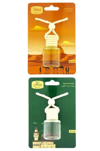 Uhud Kokusu Ve Mescidi Aksa Kokusu 8 Ml Araba Kokusu Cam Şişe 