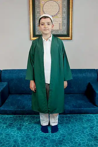 Yeşil Buhara Yaka Namaz Elbisesi Erkek Çocuk Cübbe - ihvanonline (1)