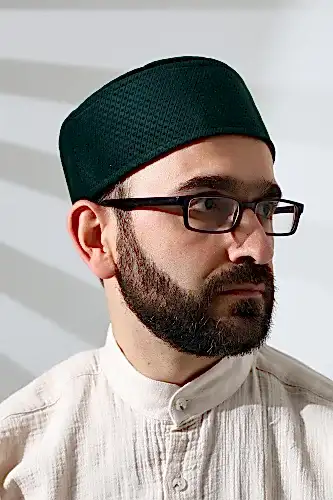 Yeşil Petek Kareli Kadife Kalıp Namaz Takkesi - ihvanonline (1)